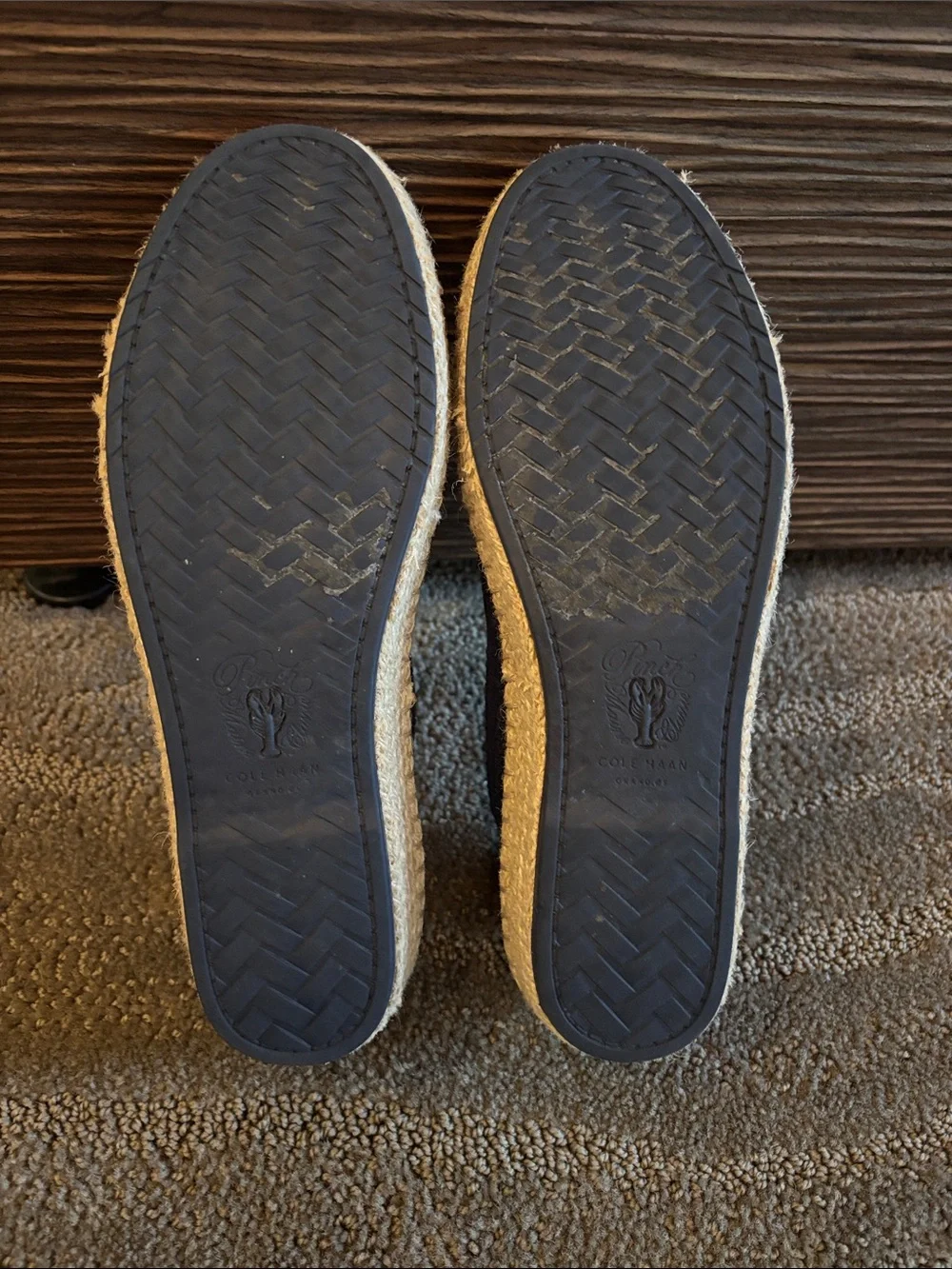 Cole Haan Navy Knit Espadrille Slip-On with Jute Trim